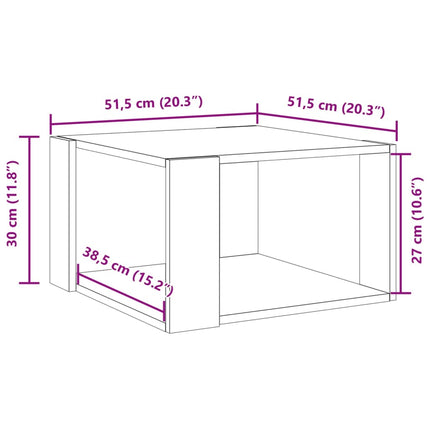 sofabord 51,5x51,5x30 cm konstrueret træ røget egetræsfarve