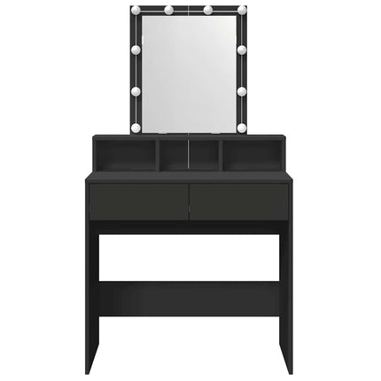 makeupbord med LED-lys 80x41x144,5 cm sort