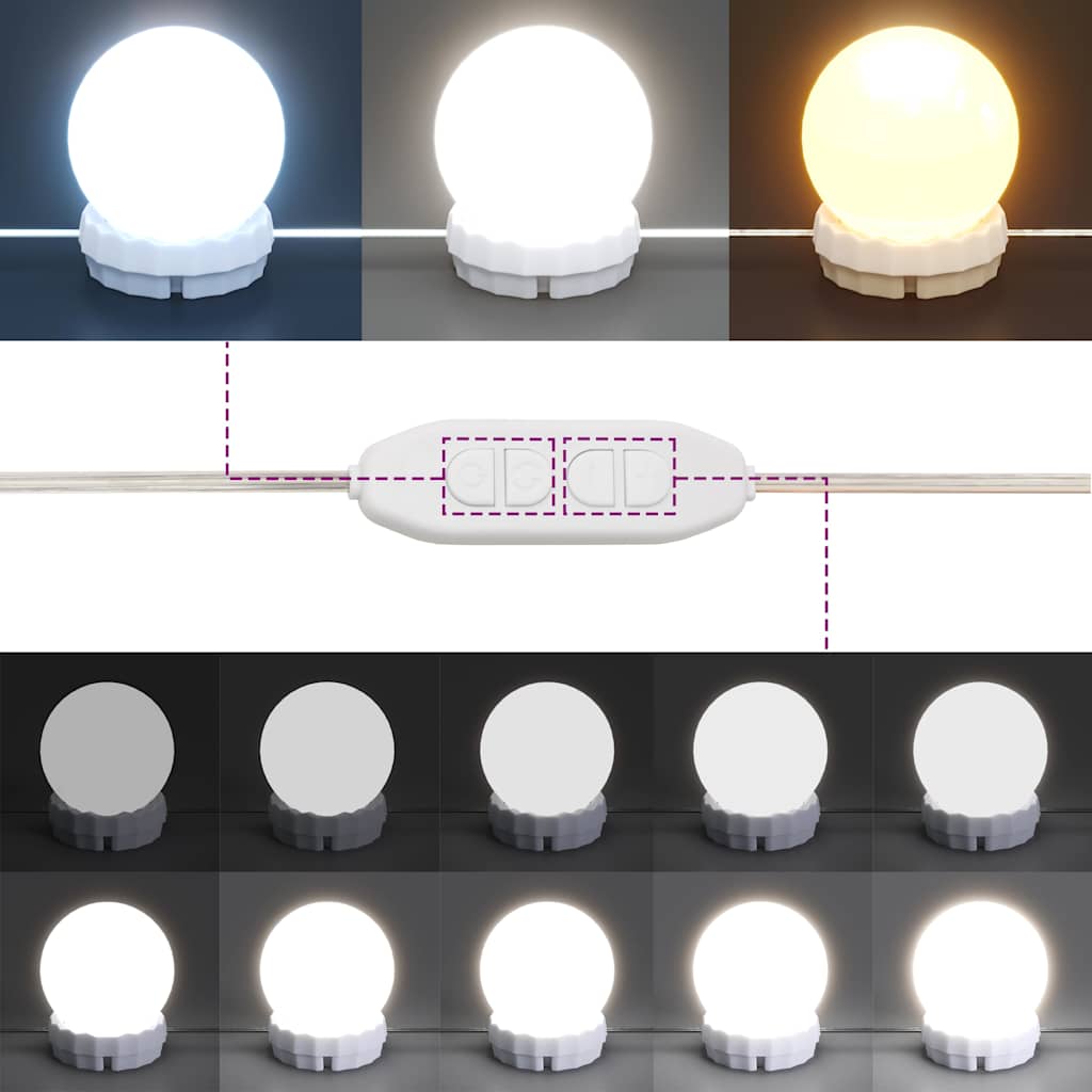 makeupbord med LED-lys 80x41x134,5 cm betongrå