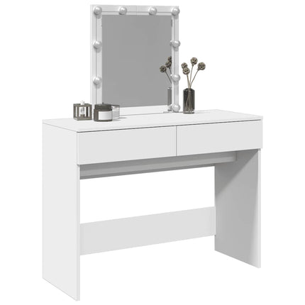 makeupbord med LED-lys 100x40x130 cm hvid