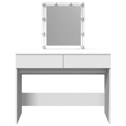 makeupbord med LED-lys 100x40x130 cm hvid