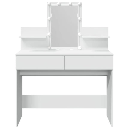 makeupbord med LED-lys 100x40x130 cm hvid