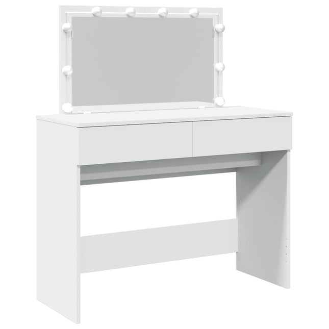 makeupbord med LED-lys 100x40x120 cm hvid