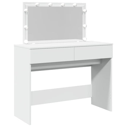 makeupbord med LED-lys 100x40x120 cm hvid