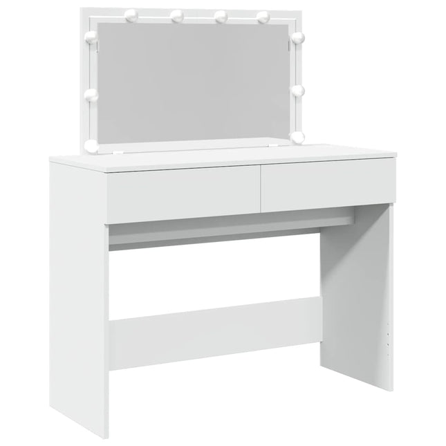 makeupbord med LED-lys 100x40x120 cm hvid