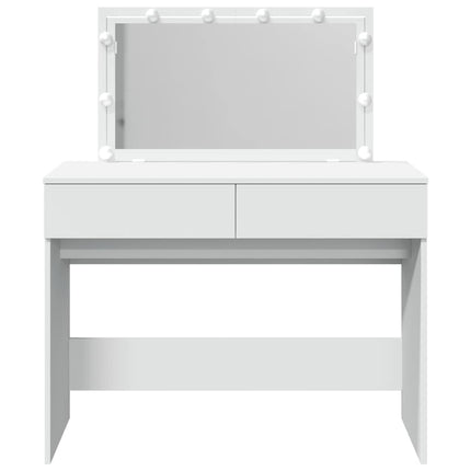 makeupbord med LED-lys 100x40x120 cm hvid