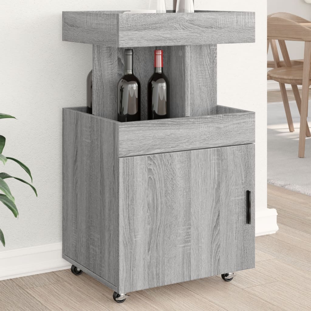 vidaXL Barvogn - Serveringsvogn - Sonoma-eg - Grå