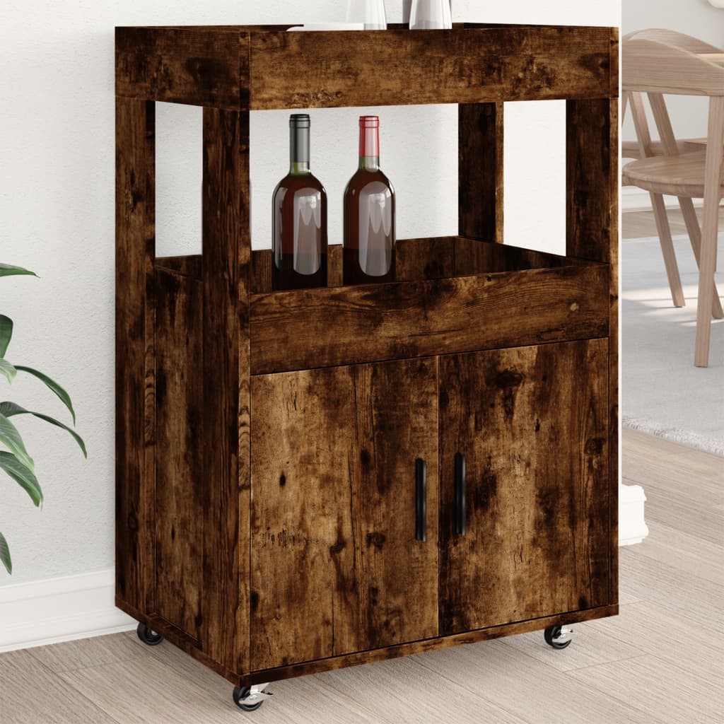 barvogn 60x39,5x89 cm konstrueret træ røget egetræsfarve billede