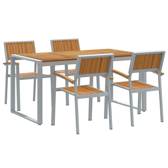Have Spisebordssæt 5 stk. Grå Massivt Akacietræ