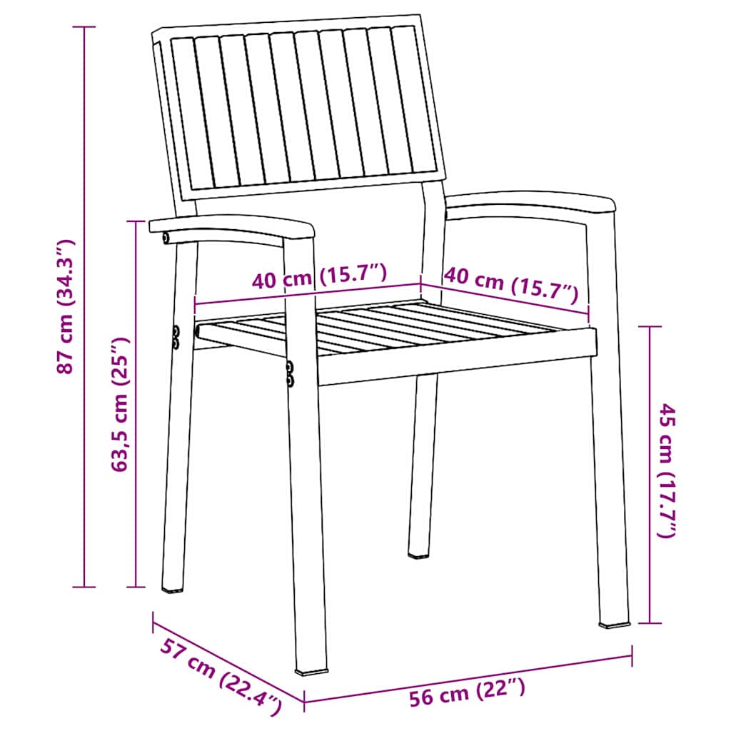 Staplestol 6 pcs Brun 56 x 57 x 87 cm Massivt Akacietræ