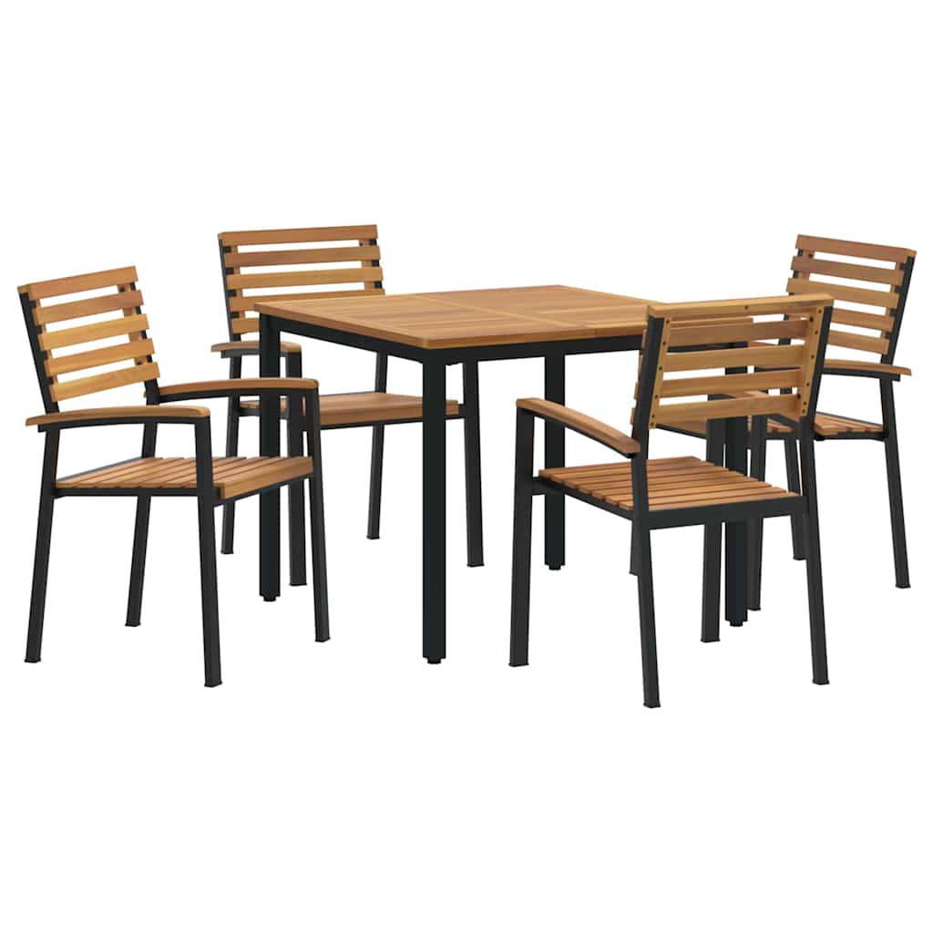 Have Spisebordssæt 5 pcs Sort Massivt Akacietræ