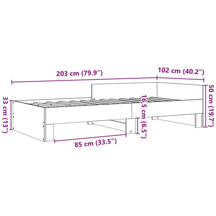 sengeramme 100x200 cm konstrueret træ betongrå
