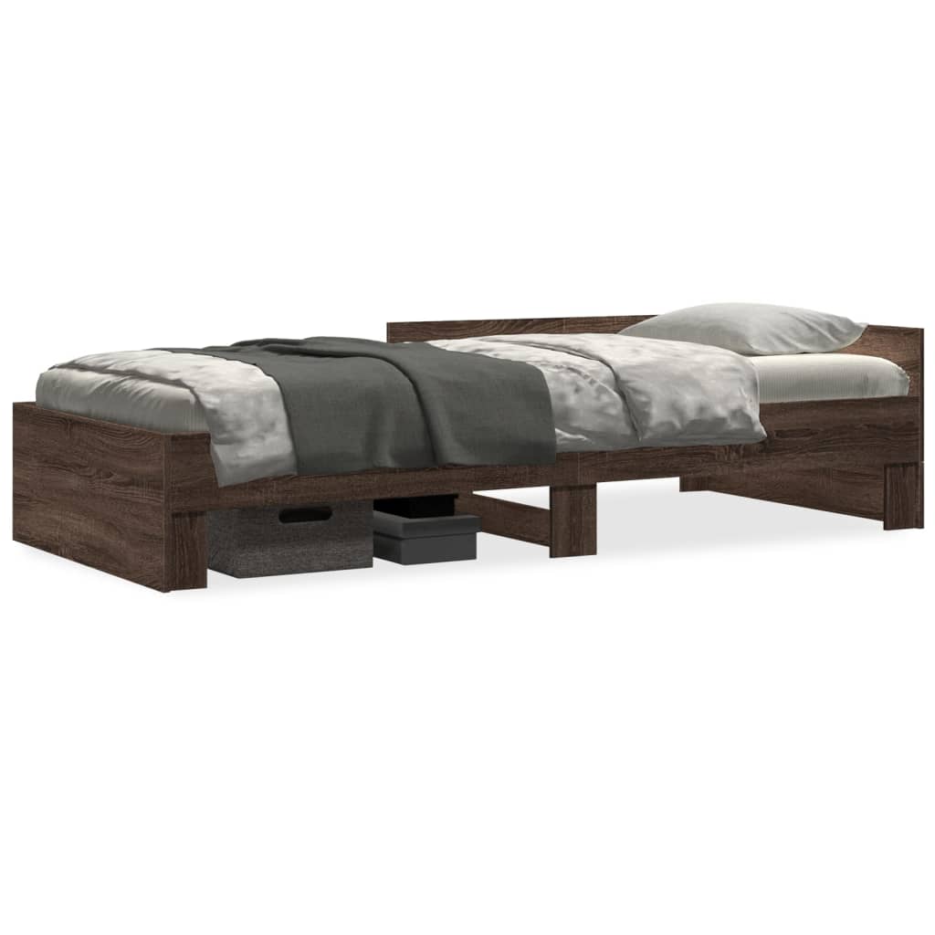 sengeramme 100x200 cm uden madras konstrueret træ brunt eg