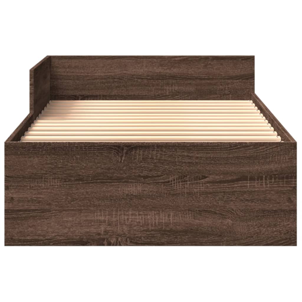 sengeramme 100x200 cm uden madras konstrueret træ brunt eg