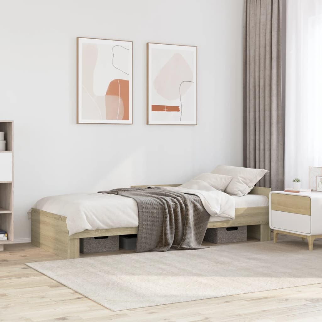 sengeramme 90x200 cm uden madras konstrueret træ sonoma-eg