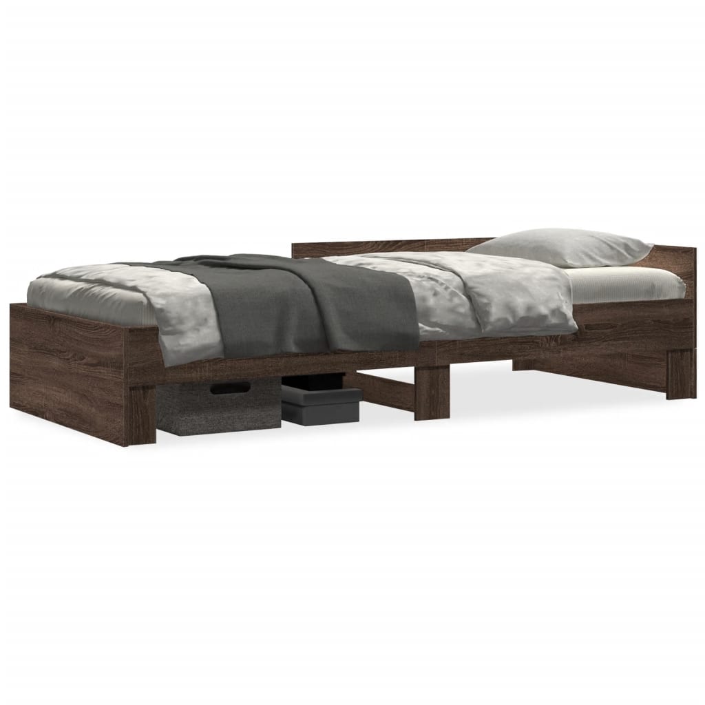 sengeramme 90x190 cm uden madras konstrueret træ brunt eg