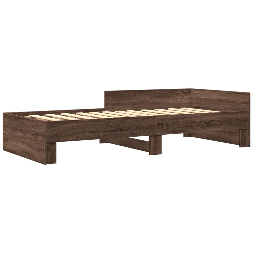 sengeramme 90x190 cm uden madras konstrueret træ brunt eg