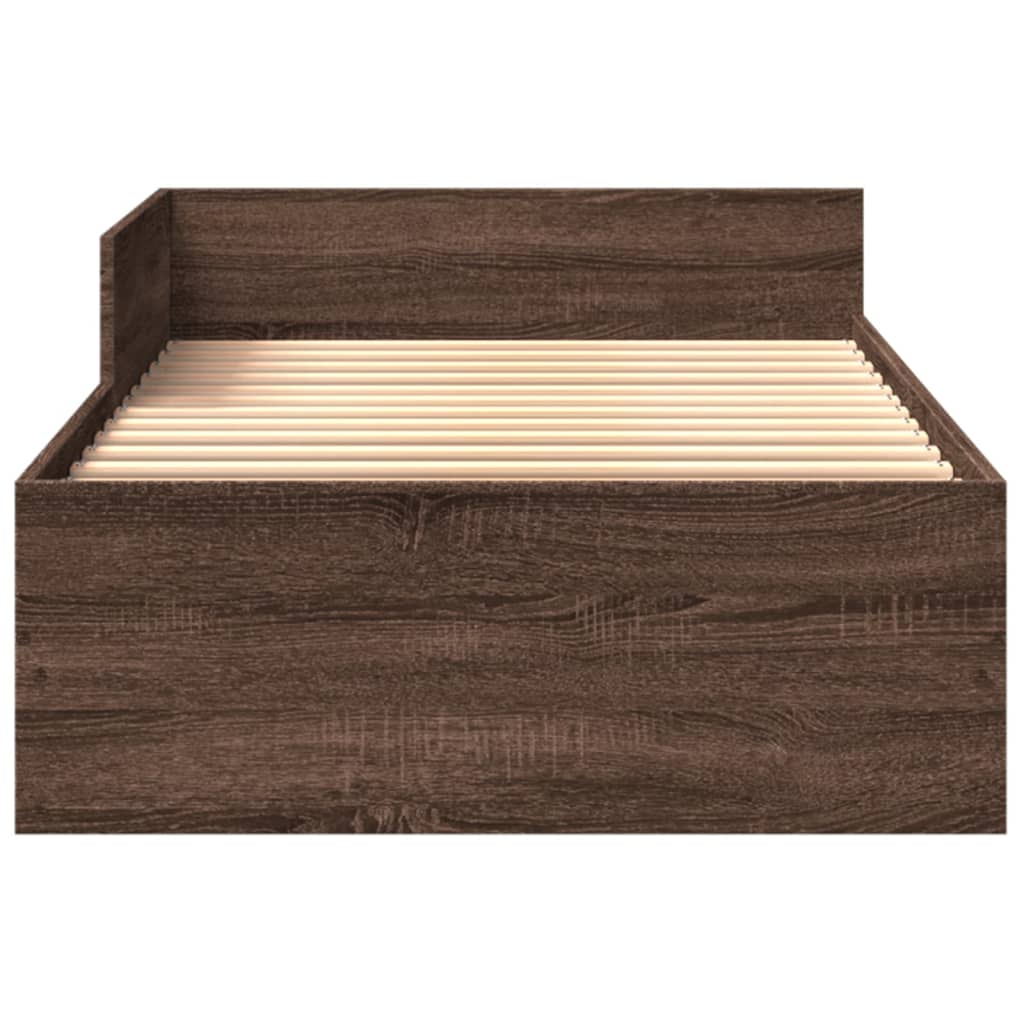 sengeramme 90x190 cm uden madras konstrueret træ brunt eg