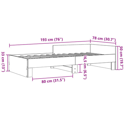 sengeramme 75x190 cm konstrueret træ sort