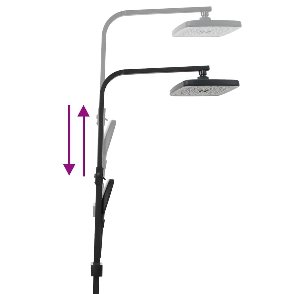 dobbelt brusehoved med blandingsbatteri og slange messing sort