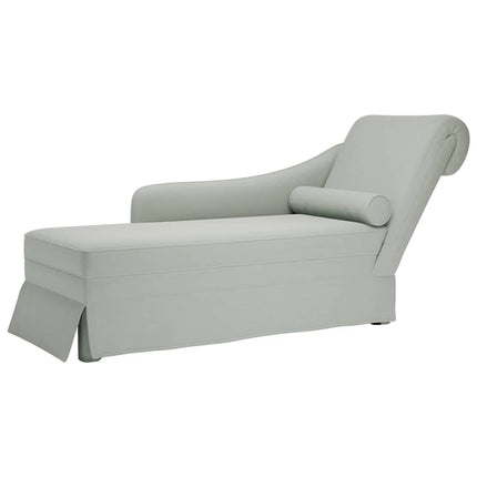 chaiselong med bolster og højre armlæn fløjl lysegrå