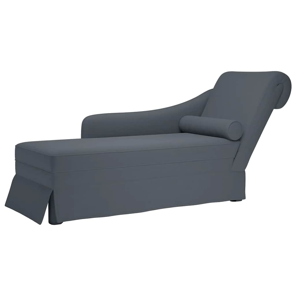 chaiselong med bolster og højre armlæn fløjl mørkegrå billede
