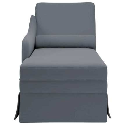 chaiselong med bolster og højre armlæn fløjl mørkegrå
