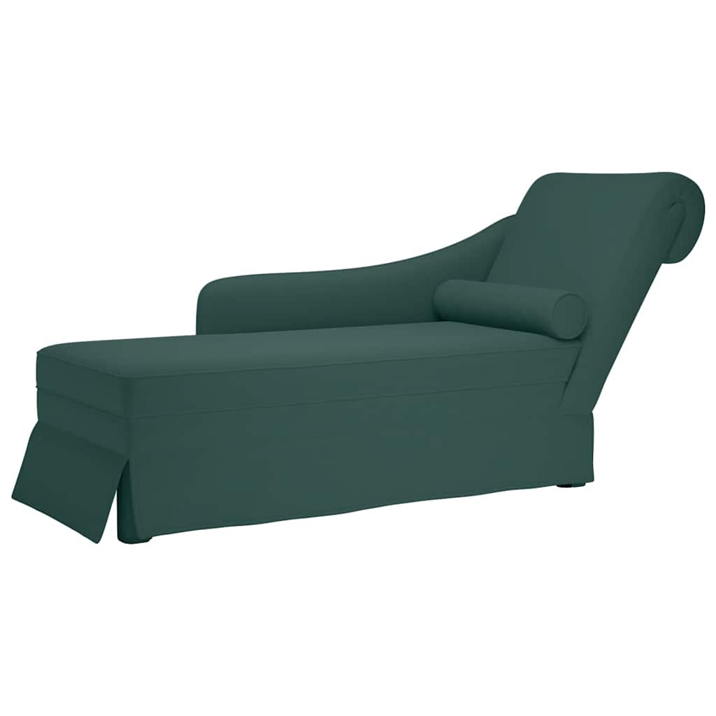 chaiselong med bolster og højre armlæn Mørkegrønt fløjl