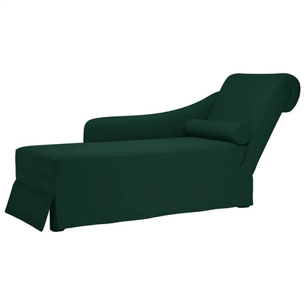 chaiselong med bolster og højre armlæn Mørkegrønt fløjl