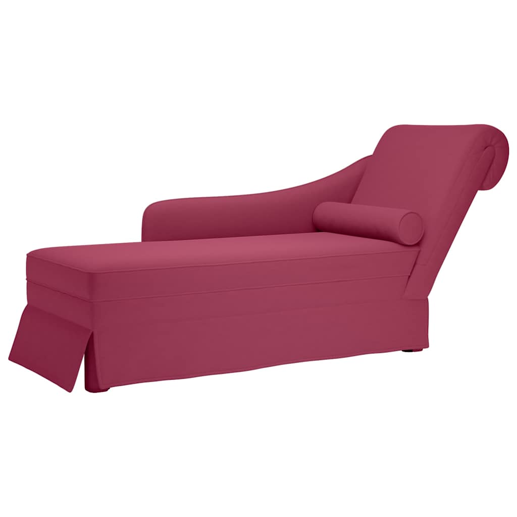 chaiselong med bolster og højre armlæn vinrød fløjl billede