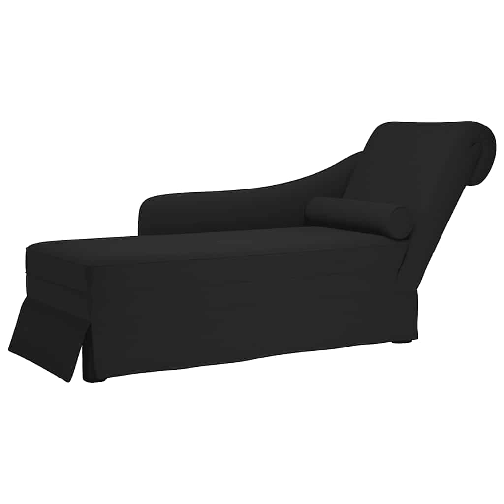 chaiselong med bolster og højre armlæn fløjl sort billede