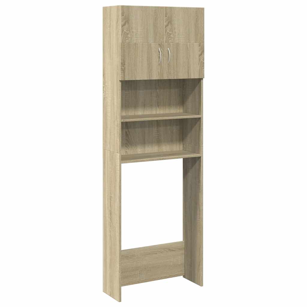 vaskemaskineskab 64x25,5x190 cm konstrueret træ Sonoma-eg