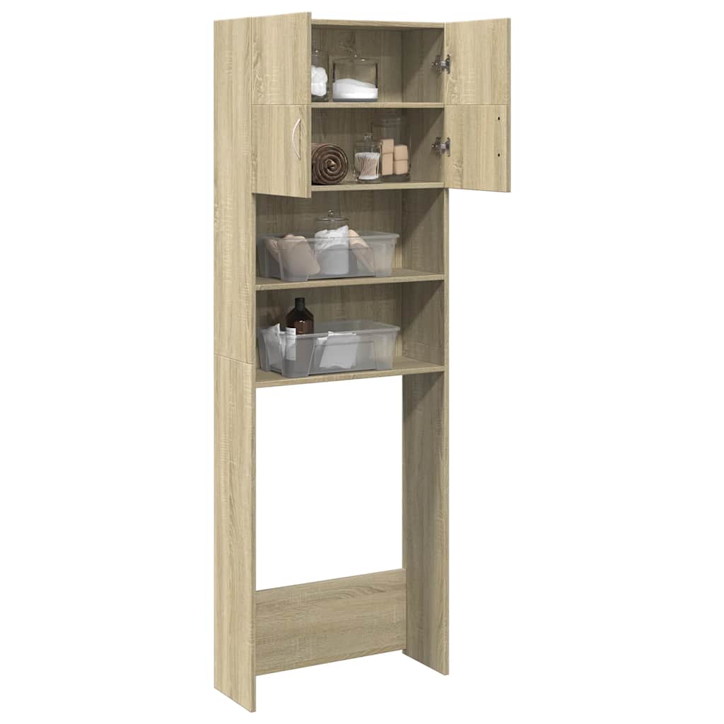 vaskemaskineskab 64x25,5x190 cm konstrueret træ Sonoma-eg