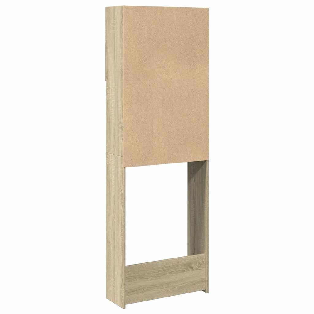 vaskemaskineskab 64x25,5x190 cm konstrueret træ Sonoma-eg