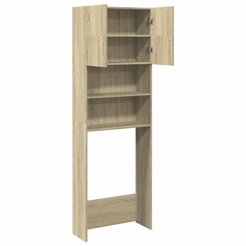 vaskemaskineskab 64x25,5x190 cm konstrueret træ Sonoma-eg