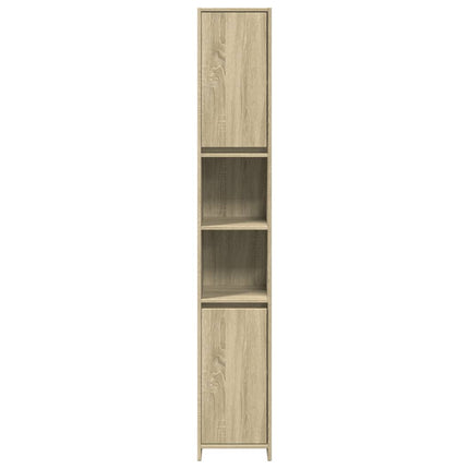 badeværelsesskab 30x30x183,5 cm konstrueret træ sonoma-eg