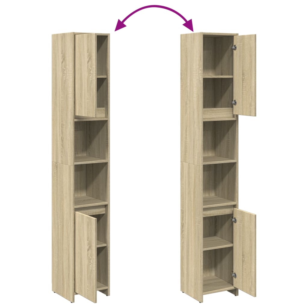 badeværelsesskab 30x30x183,5 cm konstrueret træ sonoma-eg