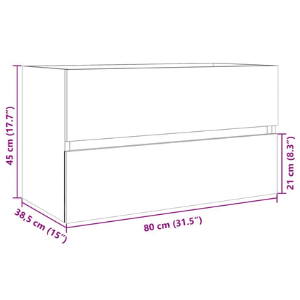 vaskeskab 80x38,5x45 cm konstrueret træ sonoma-eg