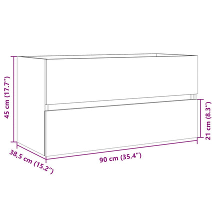 vaskeskab 90x38,5x45 cm konstrueret træ sonoma-eg