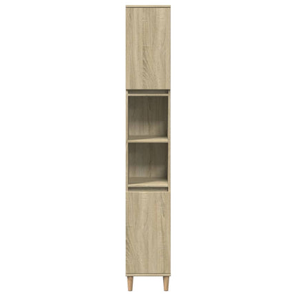 badeværelsesskab 30x30x190 cm konstrueret træ sonoma-eg