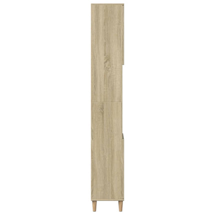 badeværelsesskab 30x30x190 cm konstrueret træ sonoma-eg