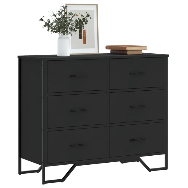 kommode 91x35,5x74,5 cm konstrueret træ sort