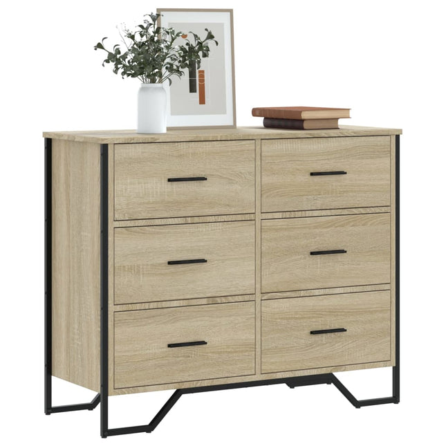 kommode 91x35,5x74,5 cm konstrueret træ sonoma-eg