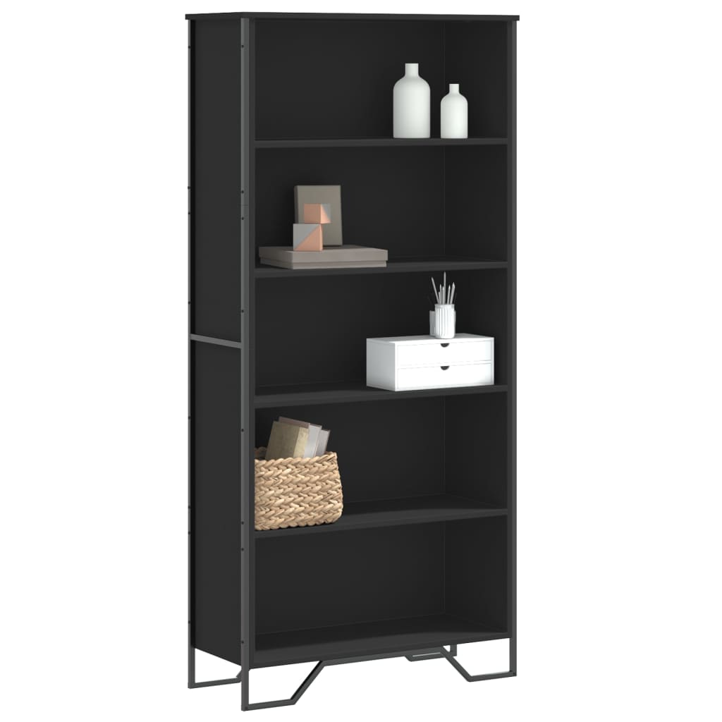 Bogreol 50X31X74,5 Cm Konstrueret Træ Sort - 80 cm / 169 cm