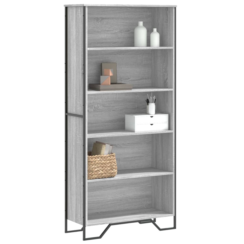 bogreol 80x31x169 cm konstrueret træ grå sonoma-eg billede