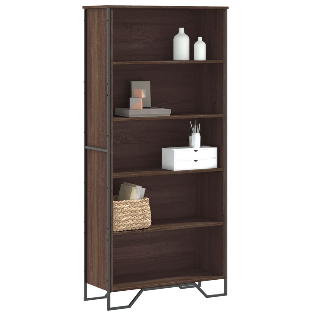 Bogreol 50X31X74,5 Cm Konstrueret Træ Etræsfarve Brun Eg - 80 cm / 169 cm