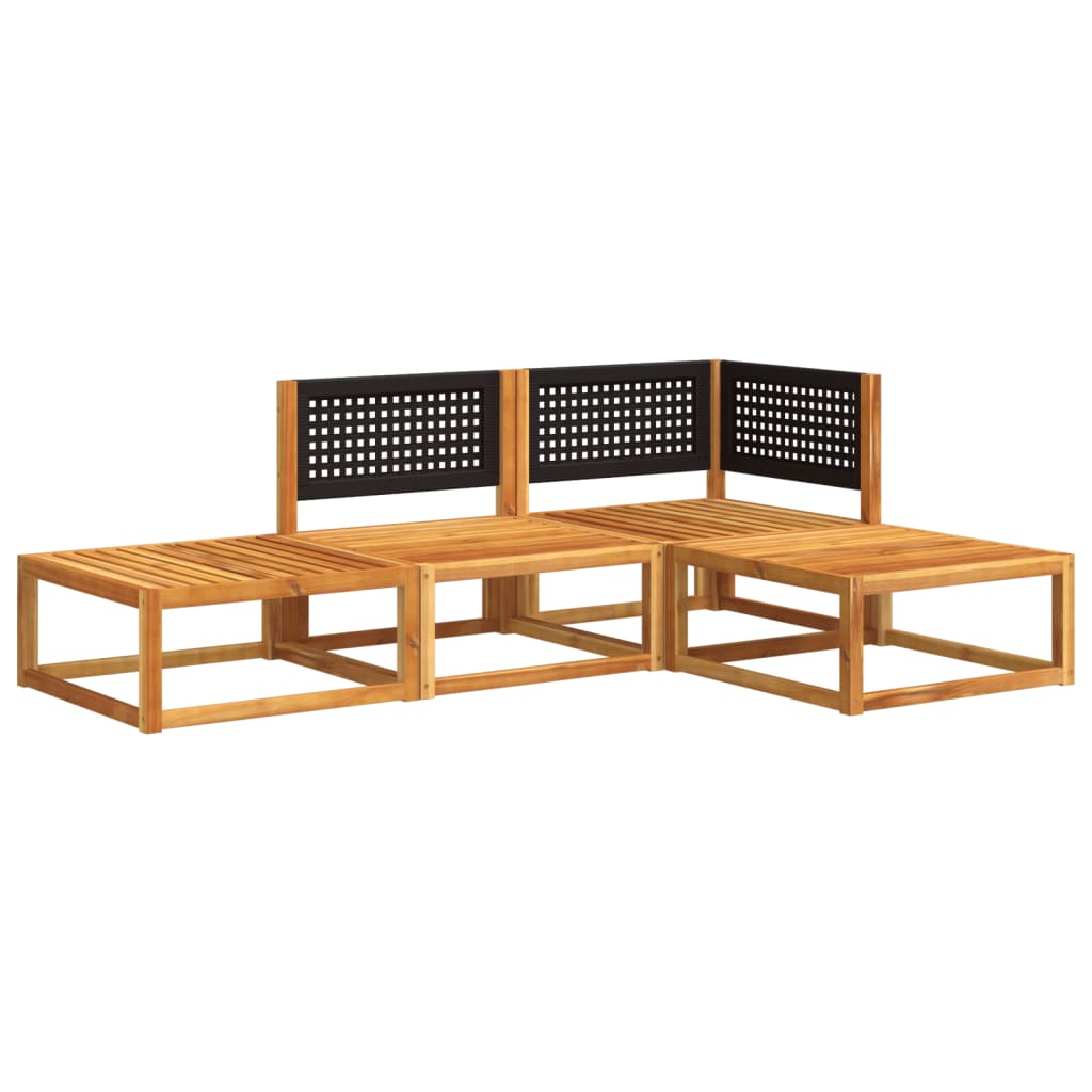 havesofasæt med 4 dele og hynder i træ akacie og rattan
