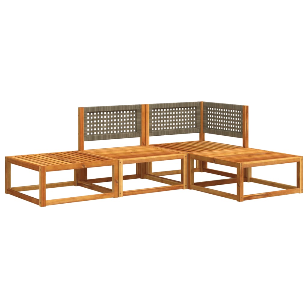 havesofasæt med 4 dele og hynder i træ akacie og rattan