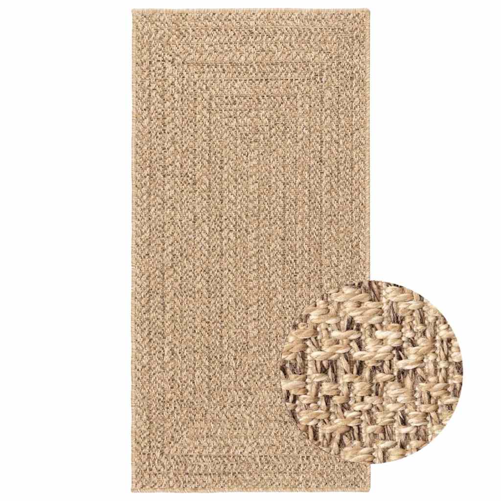 gulvtæppe ZIZUR beige 60x110 cm jute-look indendørs og udendørs