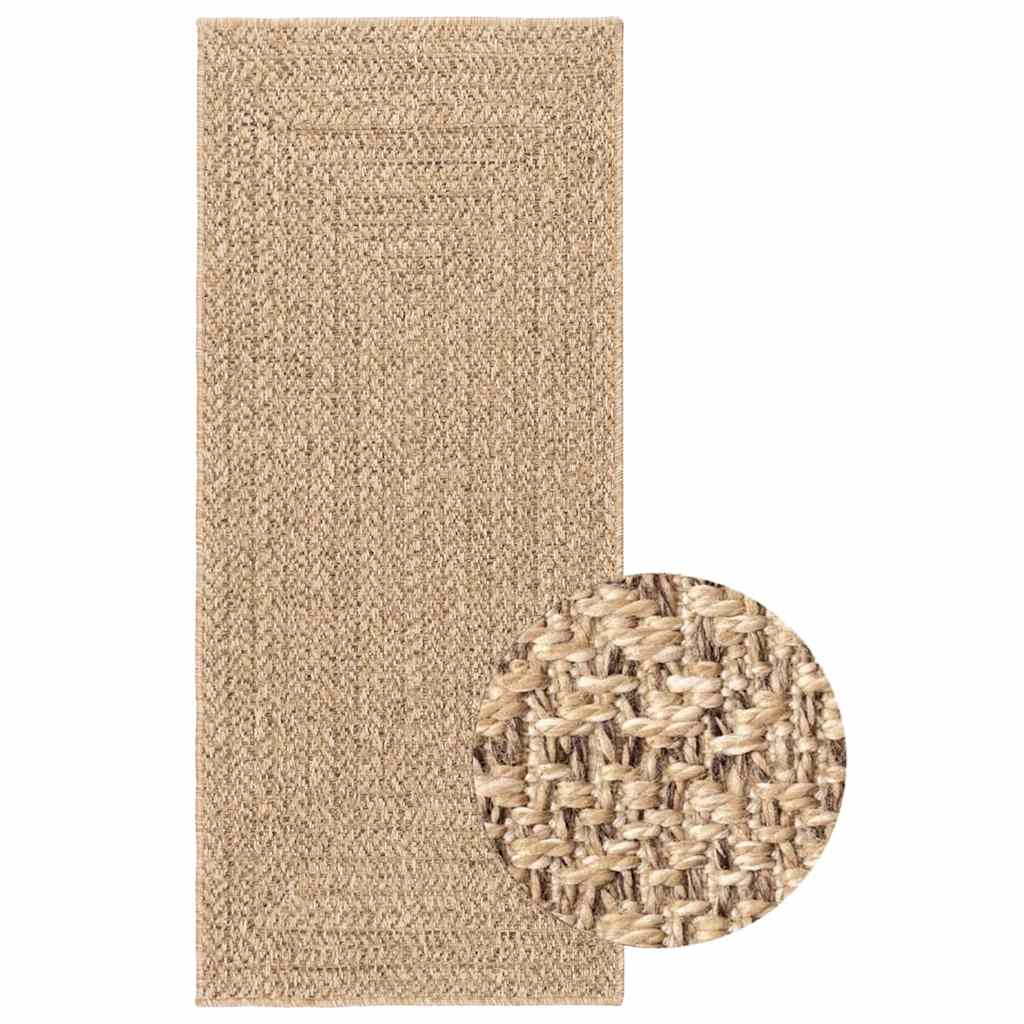 gulvtæppe ZIZUR beige 80x200 cm jute-look indendørs og udendørs